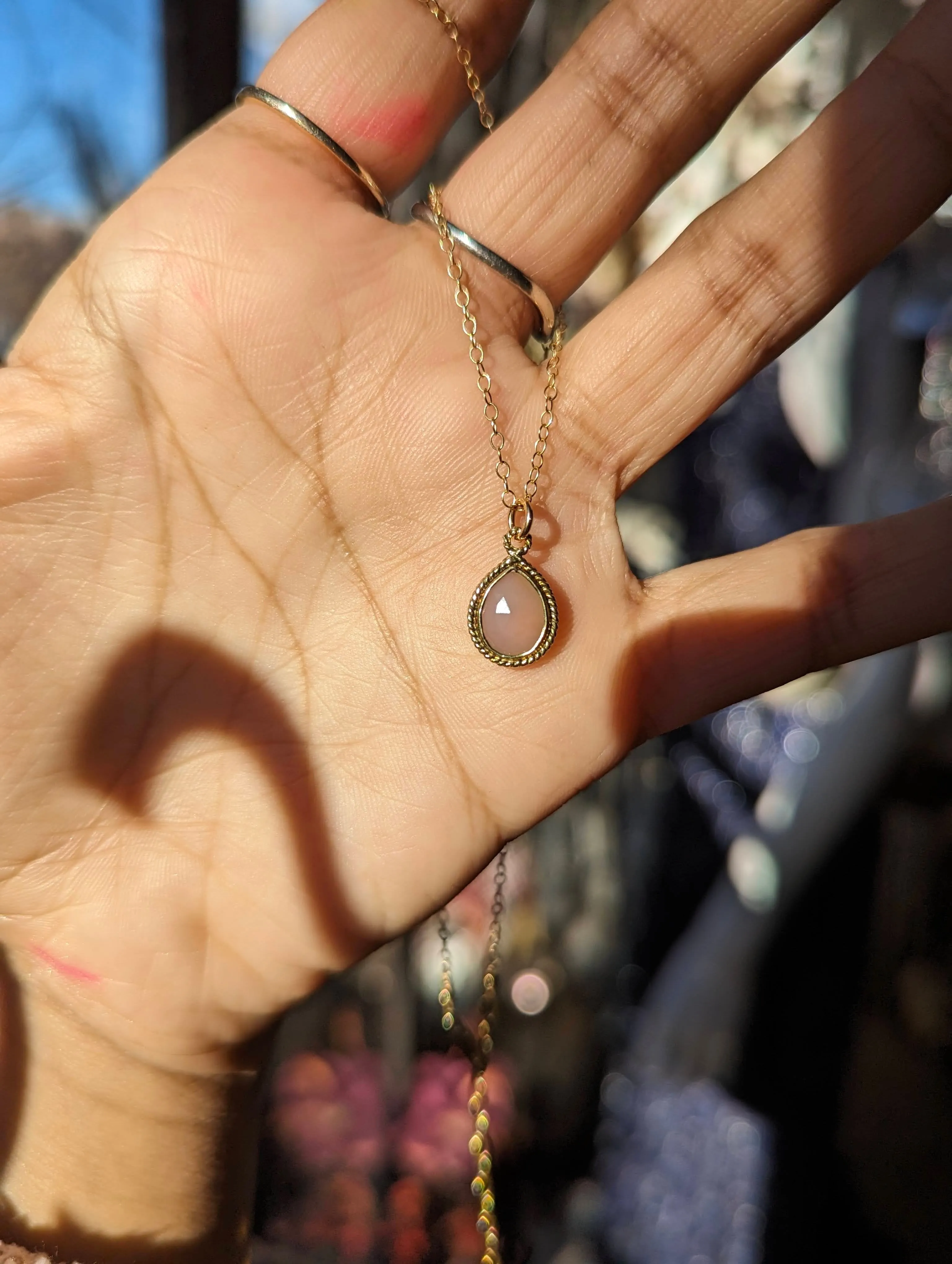 Susan Rifkin Gold Ornate Charm Necklace - Teardrop (Multiple Colors!)