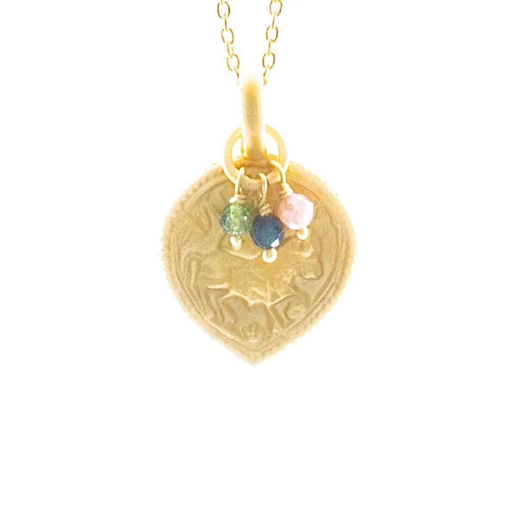 TEAR DROP GODDESS PENDANT W MULTI TOURMALINE BEADS