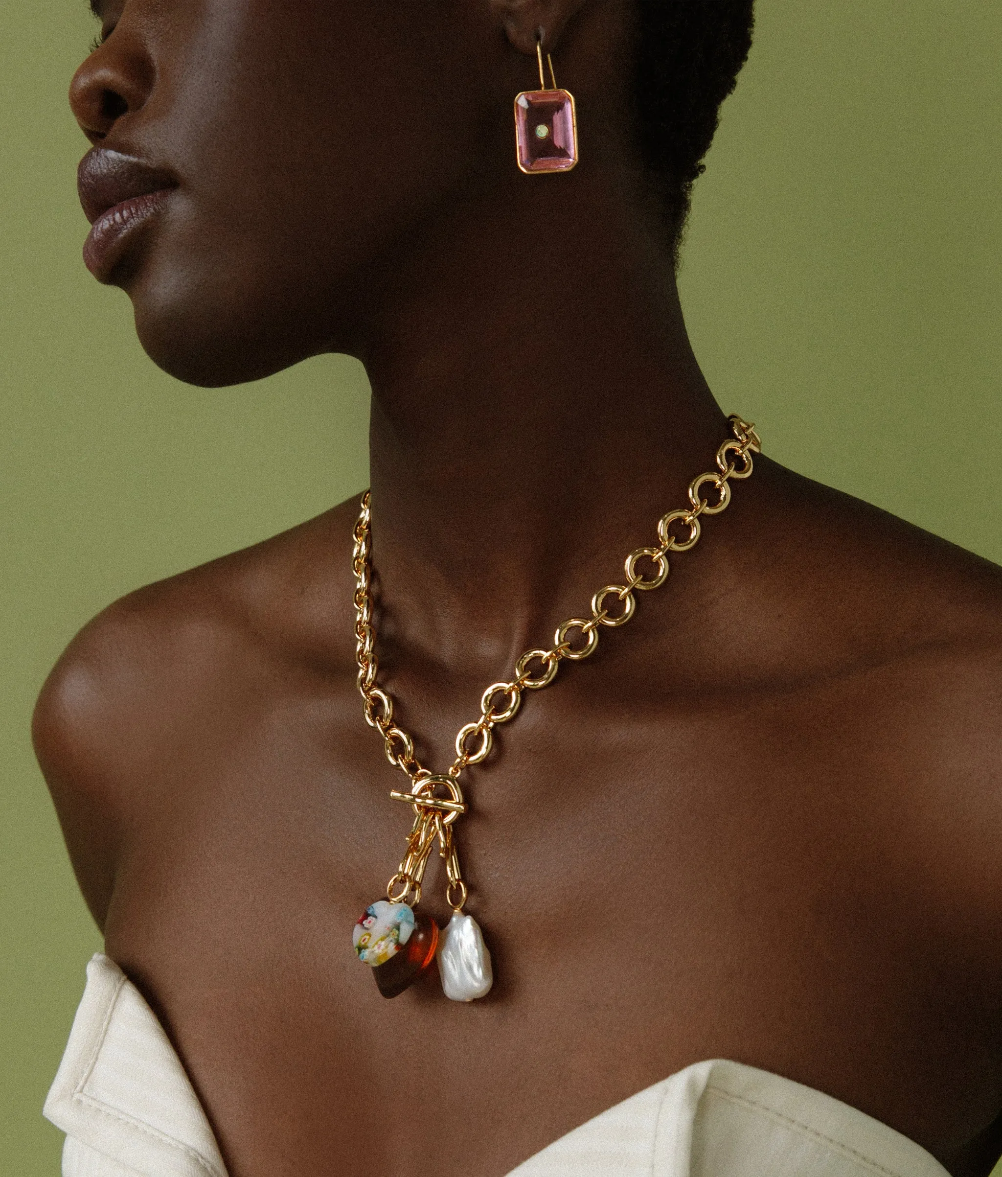 Tile Earrings in Pale Pink