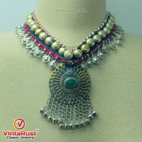 Turkmen Style Necklace With Dangling Tassels